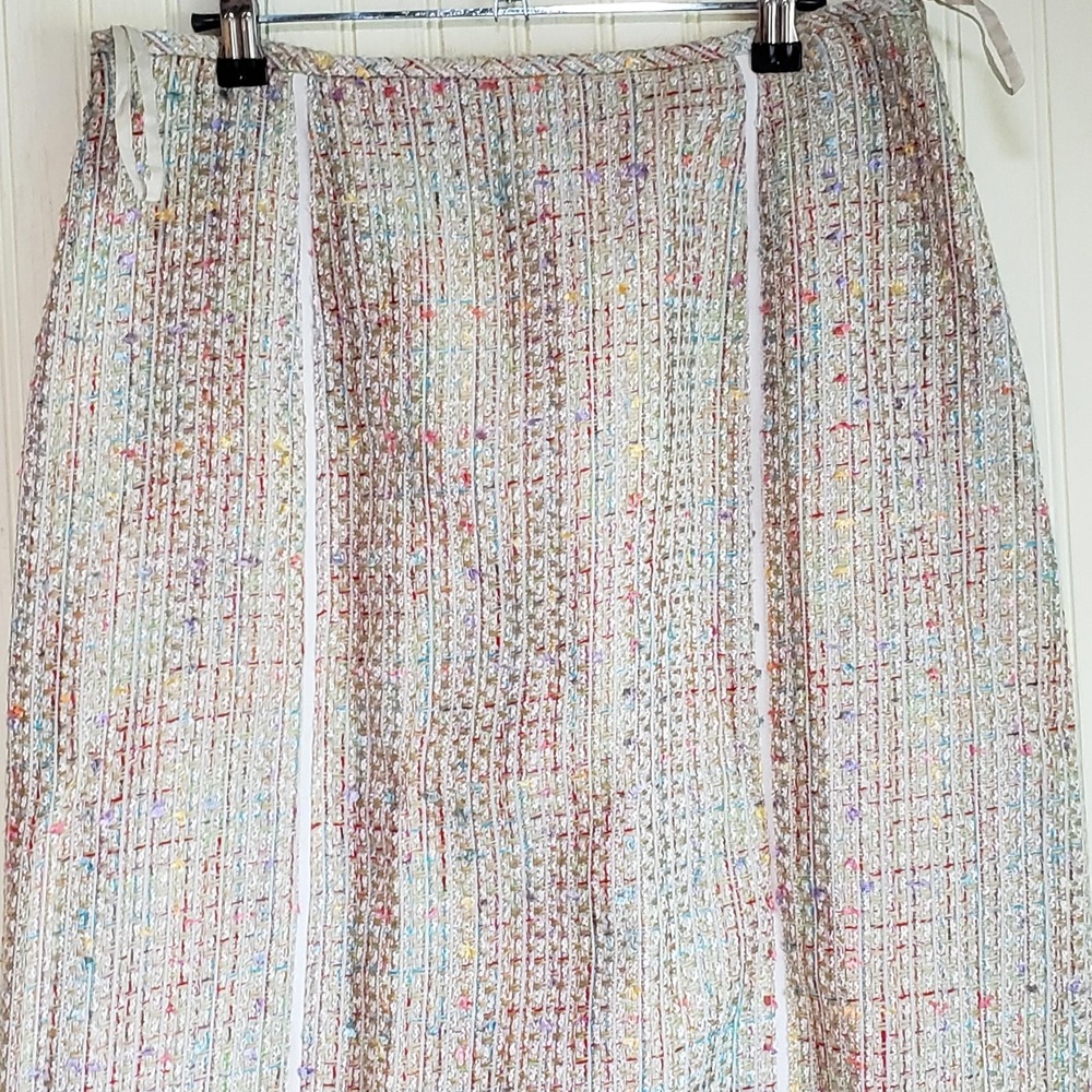 Le Suit Skirt Womens 12 Multicolor Tweed Straight Pencil Lined Midi Career